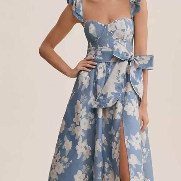 V. Chapman Dresses & Skirts - V. Chapman Vera Ruffle-Strap Corset Side-Slit Midi Dress